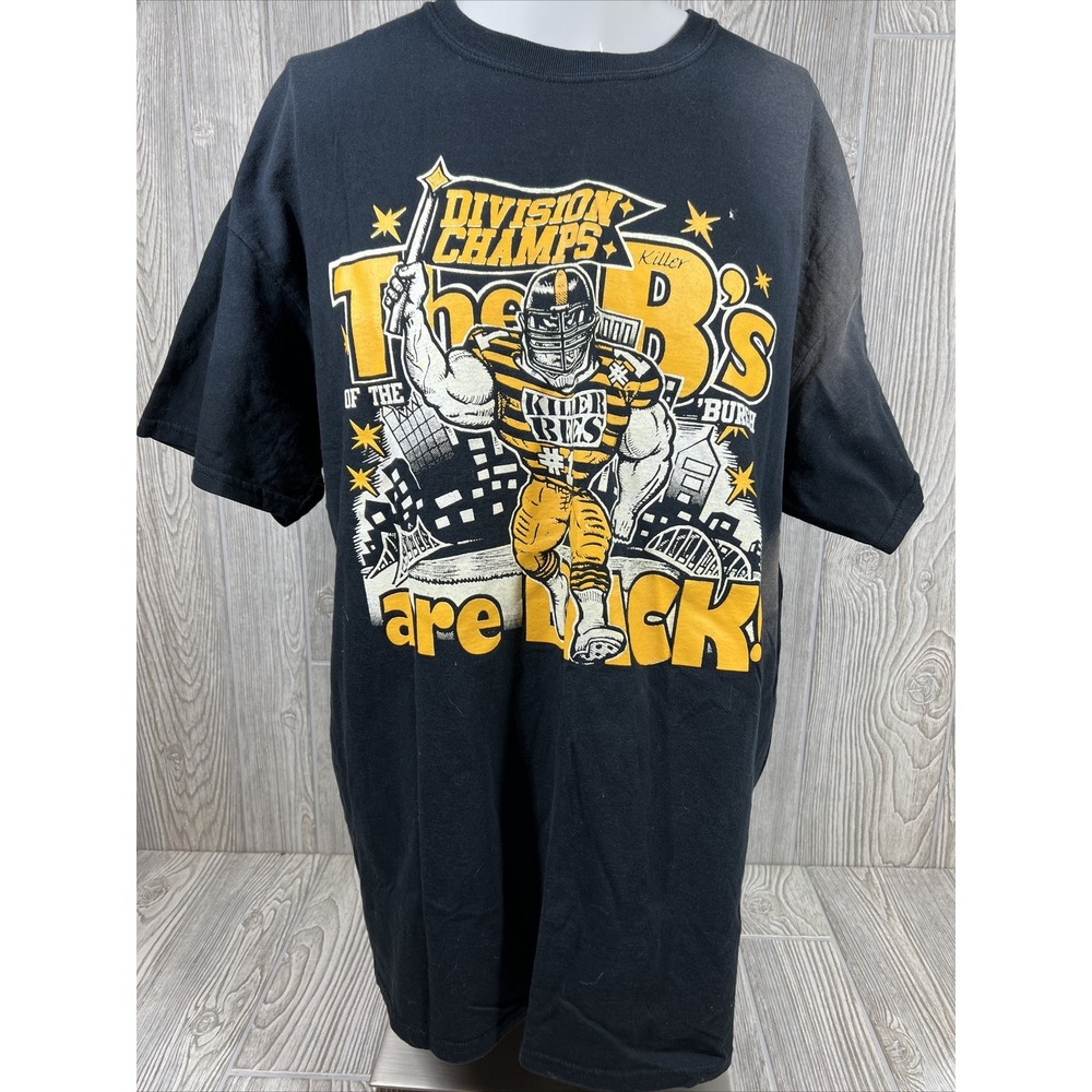 Pittsburgh Killer Bees Football Black Short Sleeve‎ Graphic T Shirt Unisex SZ M